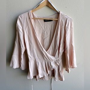 Minkpink blush pink wrap top